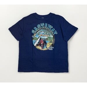 George Men's Castaway Navy Blue Short Sleeve T-shirt Graphic Print Size XL